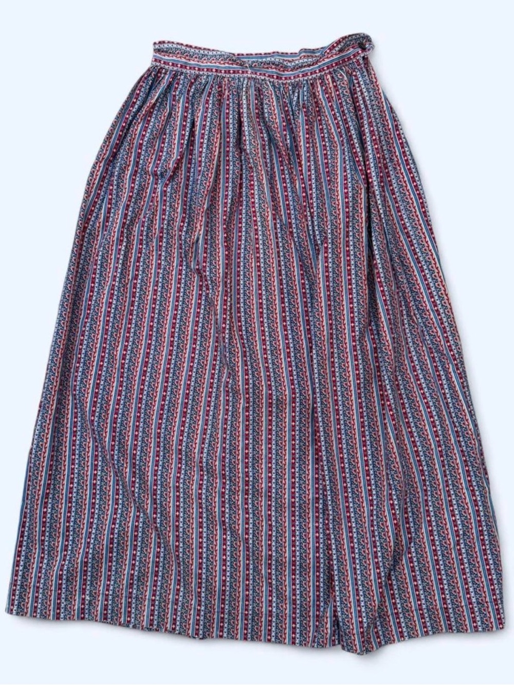 Vintage Western Maxi Skirt Cranston Print Red, White & Blue Cottagecore Small